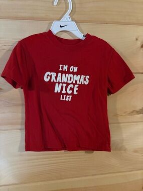 Carter's Red Short Sleeve Tee with White 'Grandma's Nice List' Graphic